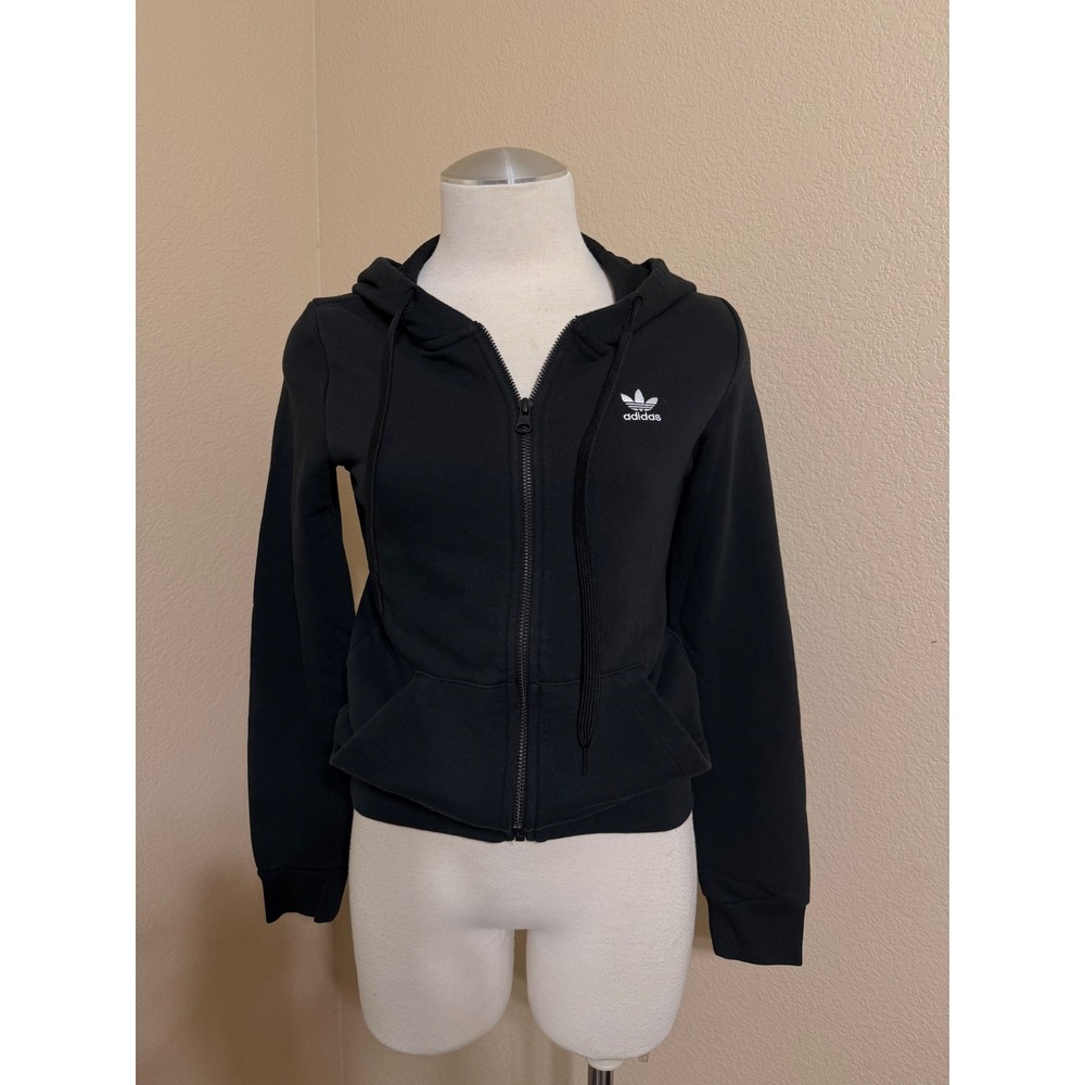 Adidas Originals Black Animal Print Trefoil Full Zip Hoodie Womens XS